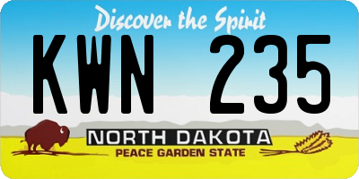 ND license plate KWN235