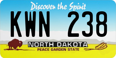 ND license plate KWN238