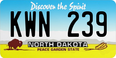 ND license plate KWN239