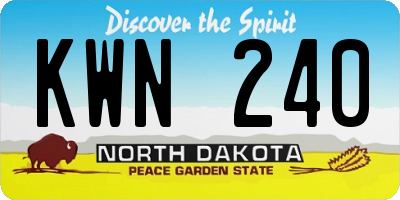 ND license plate KWN240
