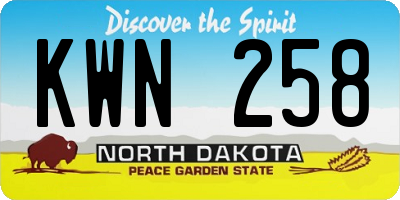 ND license plate KWN258