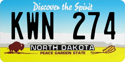 ND license plate KWN274