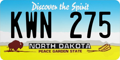 ND license plate KWN275