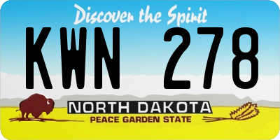 ND license plate KWN278