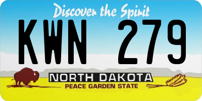 ND license plate KWN279