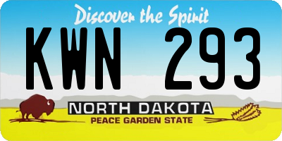 ND license plate KWN293
