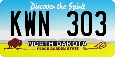 ND license plate KWN303