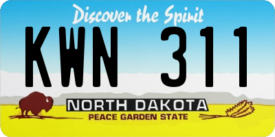 ND license plate KWN311