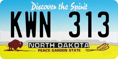 ND license plate KWN313