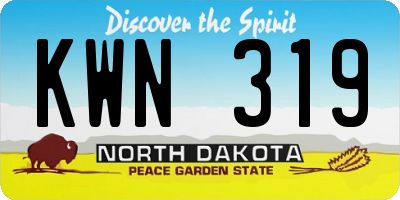 ND license plate KWN319