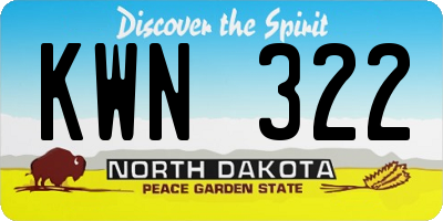 ND license plate KWN322