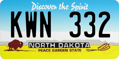 ND license plate KWN332