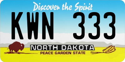 ND license plate KWN333