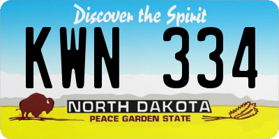 ND license plate KWN334
