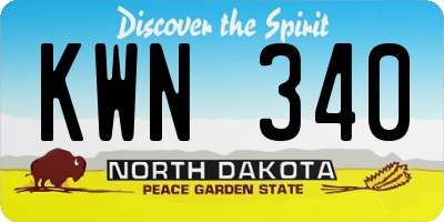 ND license plate KWN340