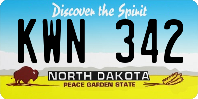 ND license plate KWN342