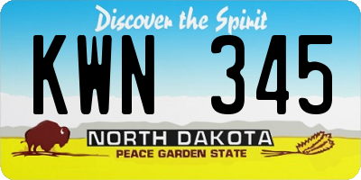 ND license plate KWN345