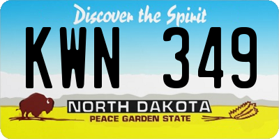ND license plate KWN349