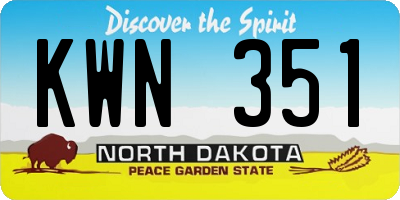 ND license plate KWN351