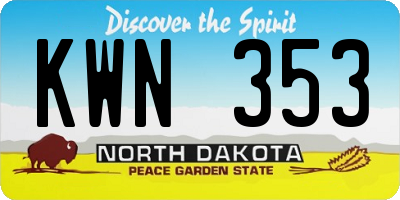 ND license plate KWN353