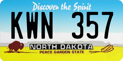 ND license plate KWN357