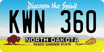 ND license plate KWN360