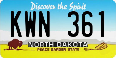 ND license plate KWN361