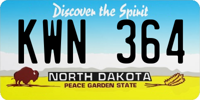 ND license plate KWN364