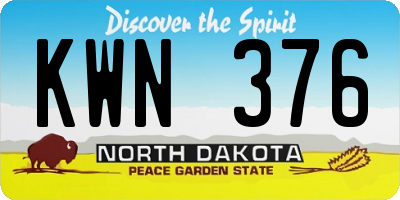 ND license plate KWN376