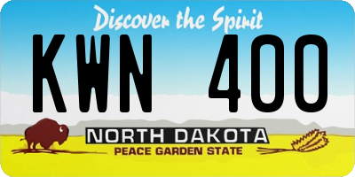 ND license plate KWN400