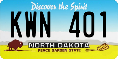 ND license plate KWN401