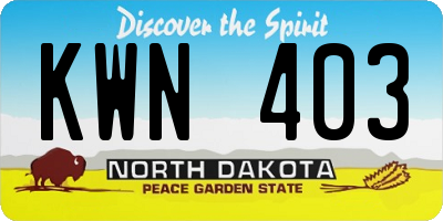 ND license plate KWN403