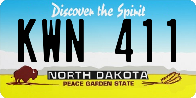 ND license plate KWN411