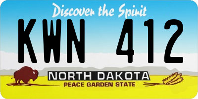 ND license plate KWN412