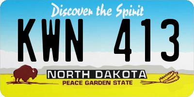 ND license plate KWN413
