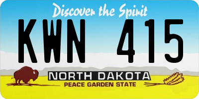 ND license plate KWN415