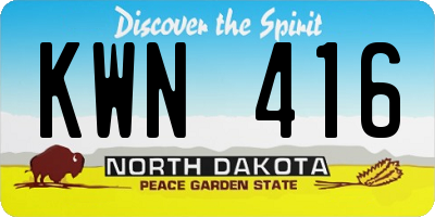 ND license plate KWN416
