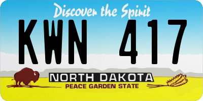 ND license plate KWN417