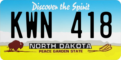 ND license plate KWN418