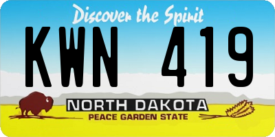 ND license plate KWN419