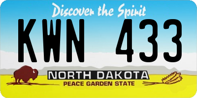 ND license plate KWN433