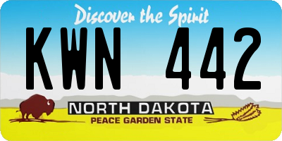 ND license plate KWN442