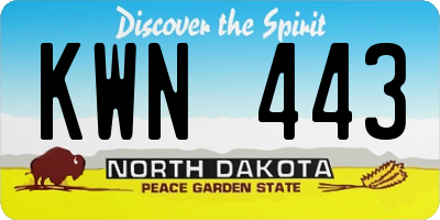 ND license plate KWN443