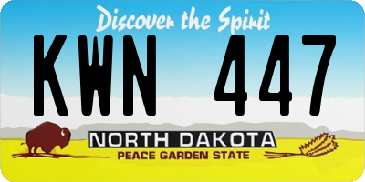 ND license plate KWN447