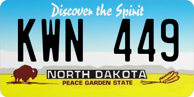 ND license plate KWN449