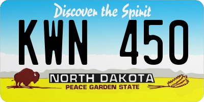 ND license plate KWN450