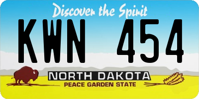 ND license plate KWN454