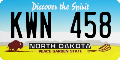 ND license plate KWN458