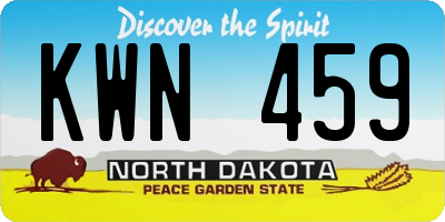 ND license plate KWN459