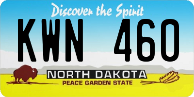 ND license plate KWN460